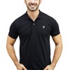 Playera Tipo Polo Negra Corte Slim Fit Con Bordado Para Caballero
